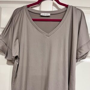 ZENANA Microfiber V-Neck Short Sleeve Top & Bike Short Set Size Medium NWOT